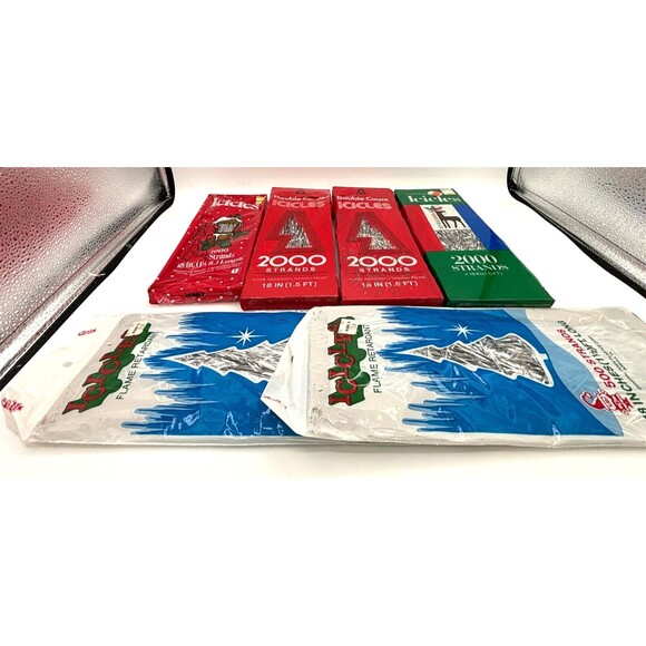 Christmas Silver Tinsel Flame Retardant Lot of 6 Packages 8000 Strands Total VTG - Picture 2 of 10